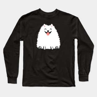 Cute White Pomeranian Cartoon Dog Long Sleeve T-Shirt